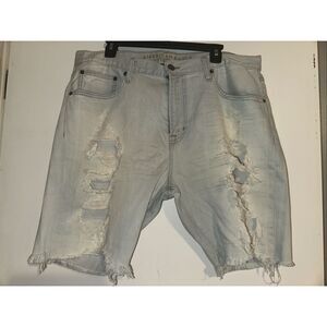 American Eagle Outfitters Core Flex Denim Jean Shorts Mens 36 Blue Distressed ra